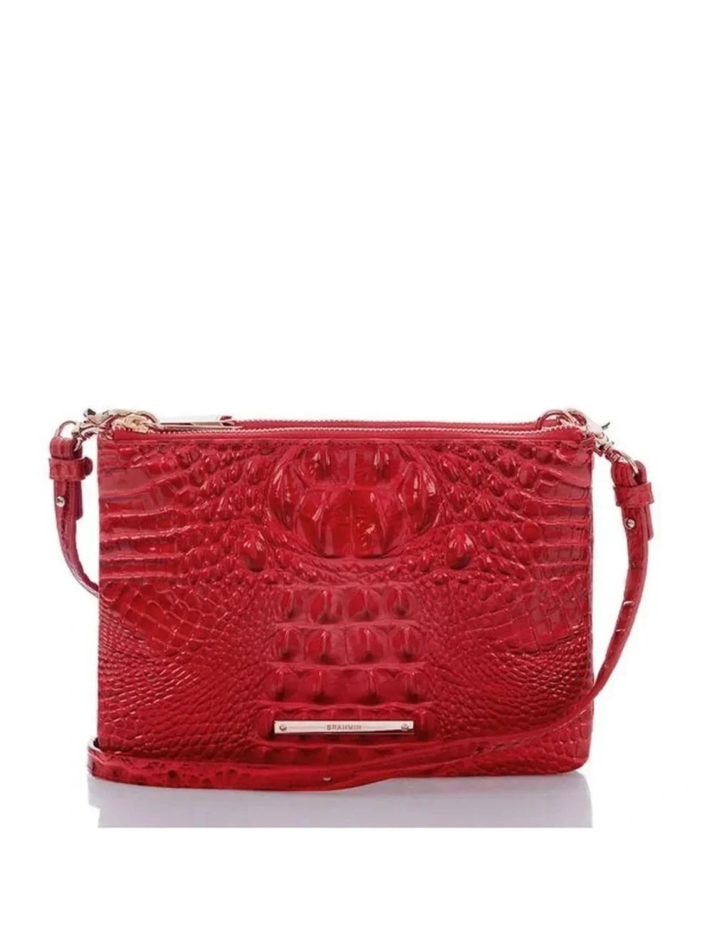 NWT Brahmin Perri Glossy Red Croc-Embossed Crossbody